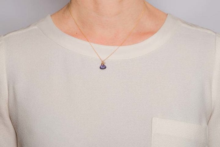 iolite and pearl delicate charm necklace