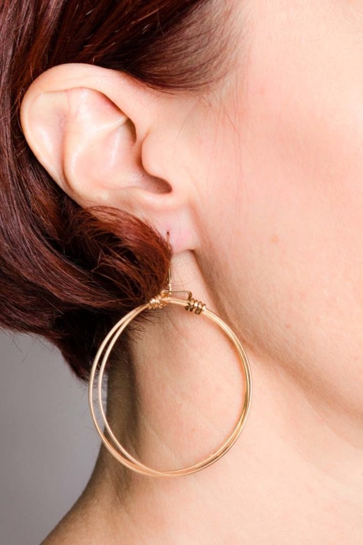 Large Triple Wrap Hoops on model