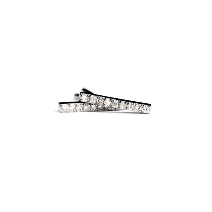 Pave Diamond Thin Bar Studs