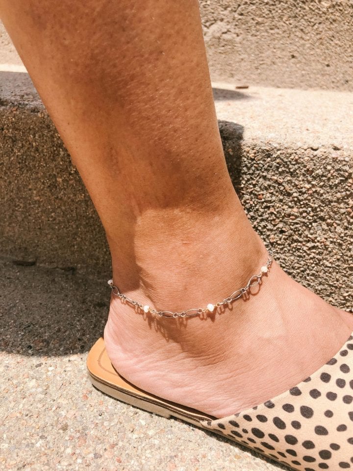 White Moonstone & Silver Filigree Anklet - Image 2