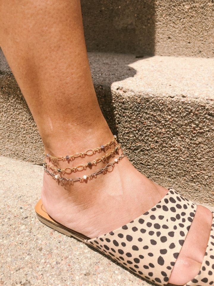 Iolite & Gold Filigree Anklet - Image 3