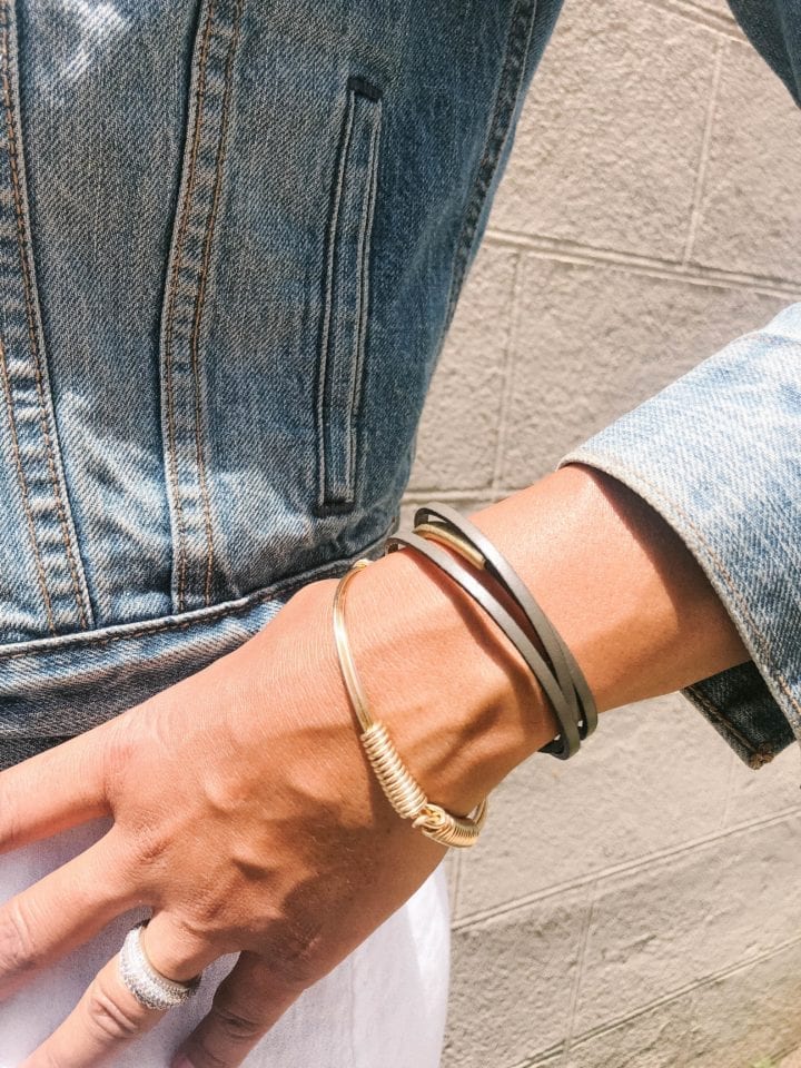 Thin Triple Wrap Leather Cuff Bracelet - Image 3