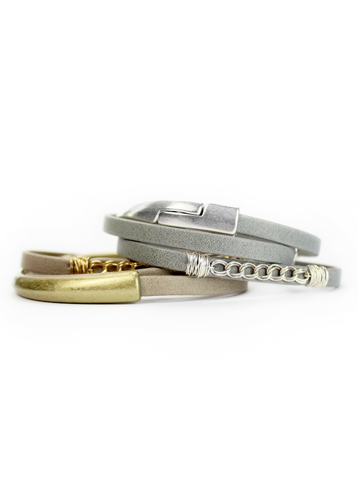 Curb Leather Triple Wrap Bracelet