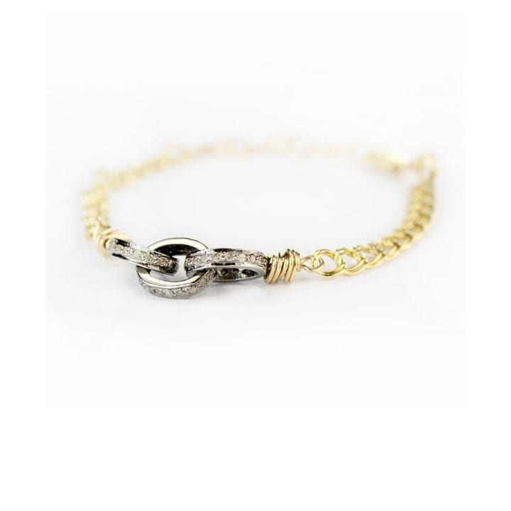 Pave Diamond Link & Curb Bracelet