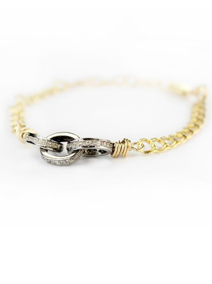Pave Diamond Link & Curb Bracelet