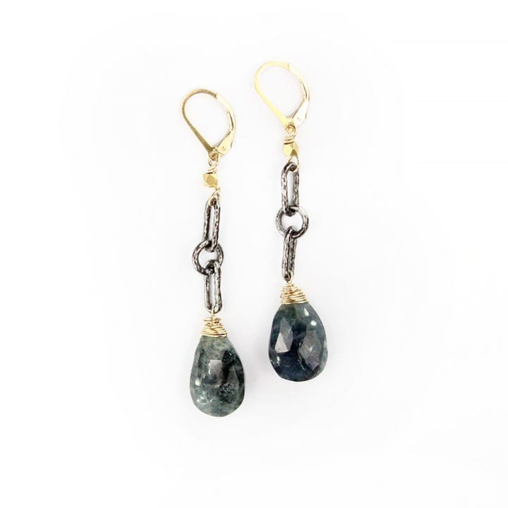 Moss Aquamarine Linear Earrings