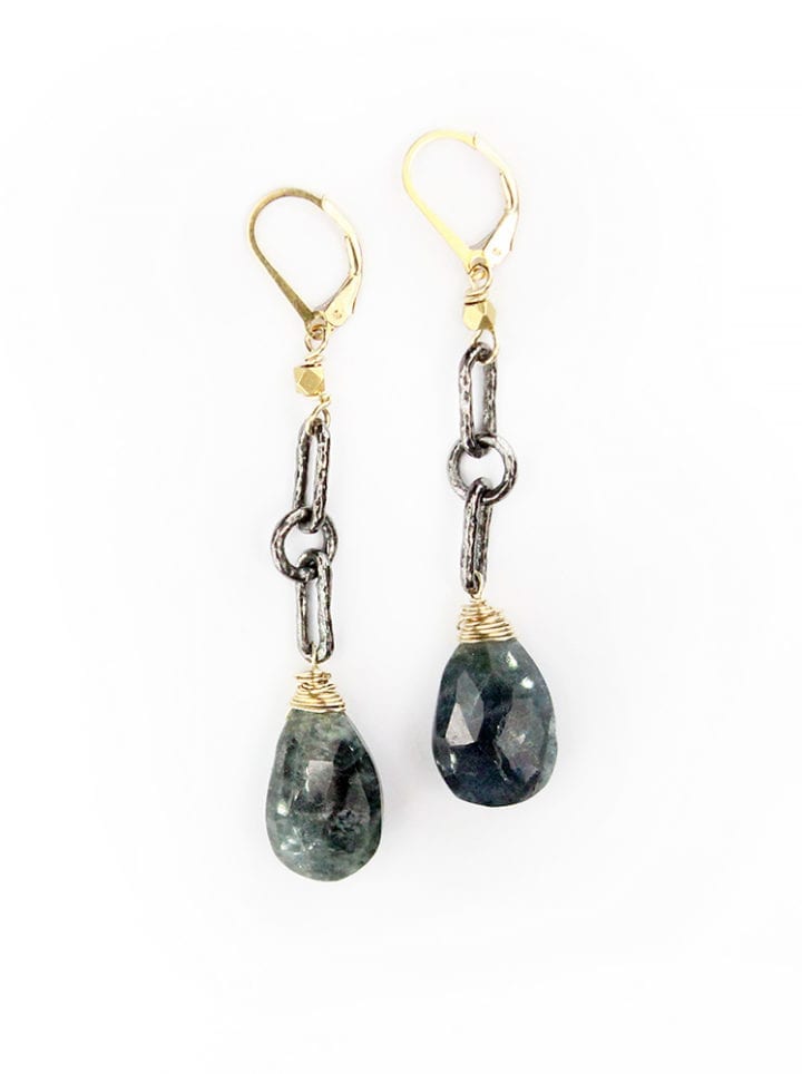 Moss Aquamarine Linear Earrings