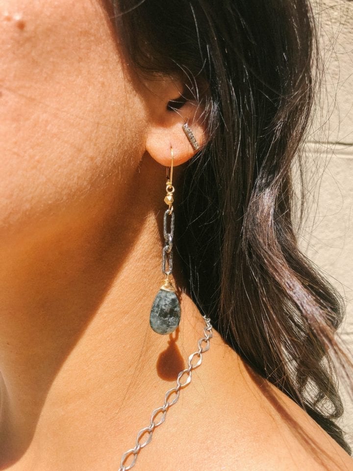 Moss Aquamarine Linear Earrings - Image 2