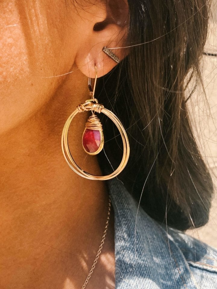 Ruby Triple Wrap Halo Hoops - Image 2