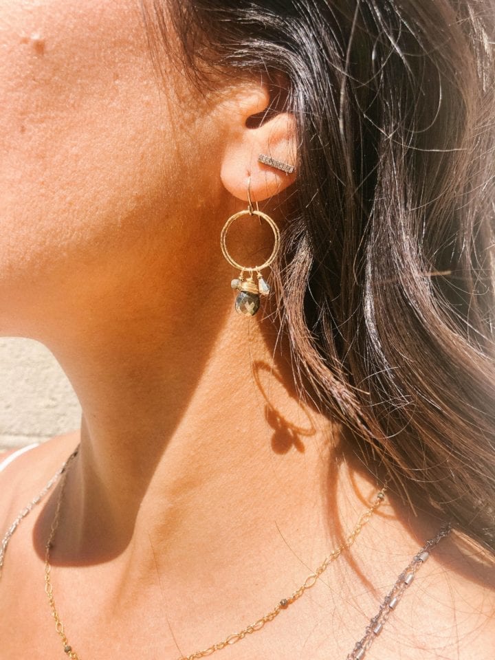 Pyrite Charm Stardust Drop Earrings - Image 2