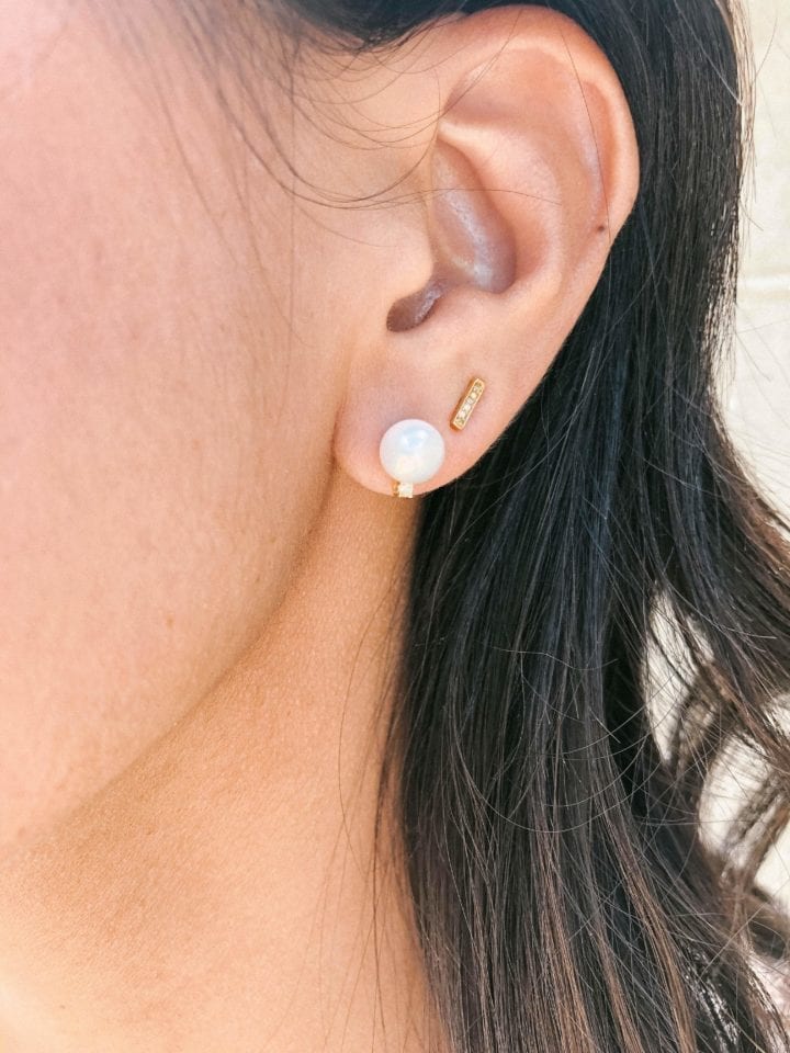 Pearl & Diamond Gold Stud - Image 2