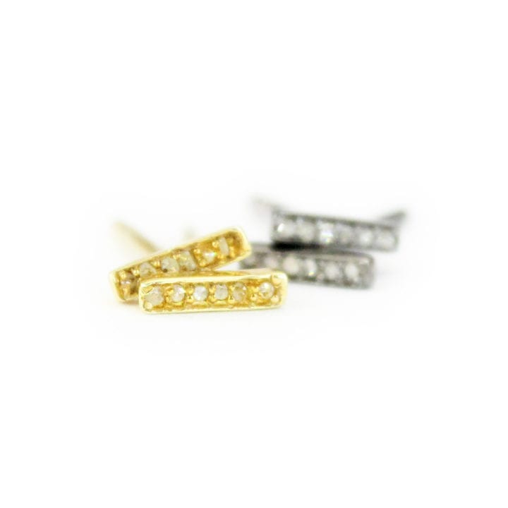 Pave Diamond Mini Bar Studs