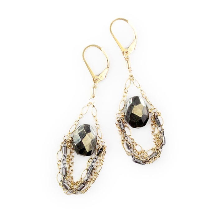 Pyrite Mixed Chain Swing Earrings