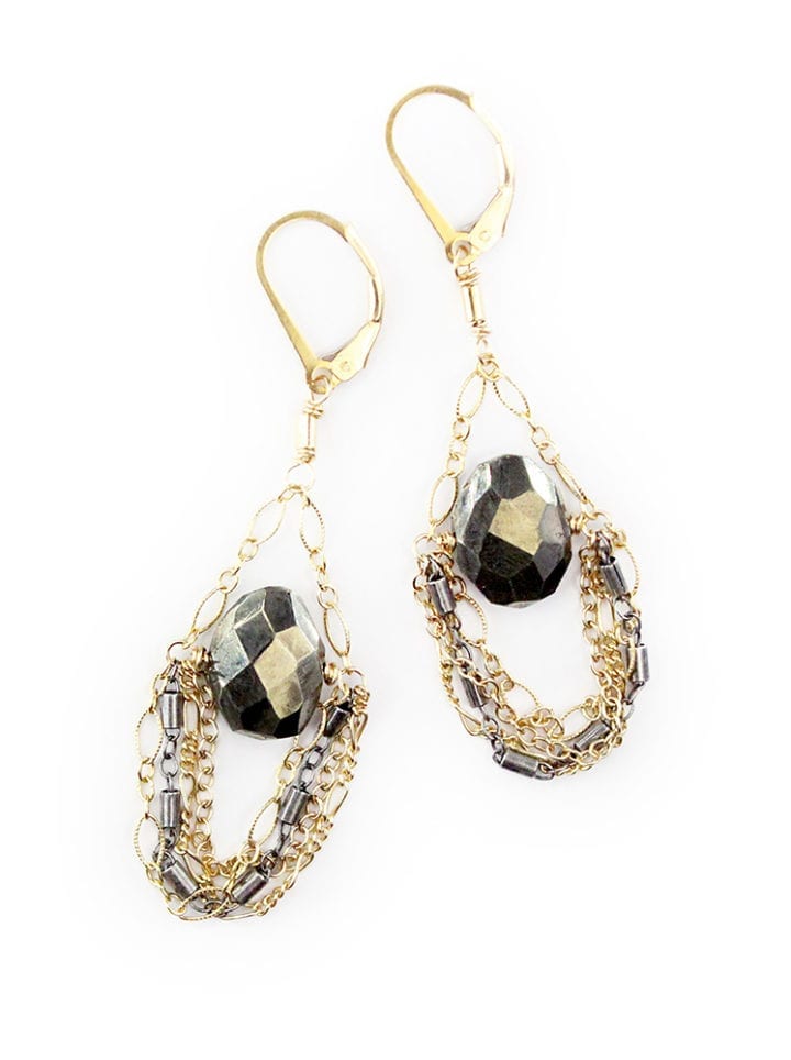 Pyrite Mixed Chain Swing Earrings