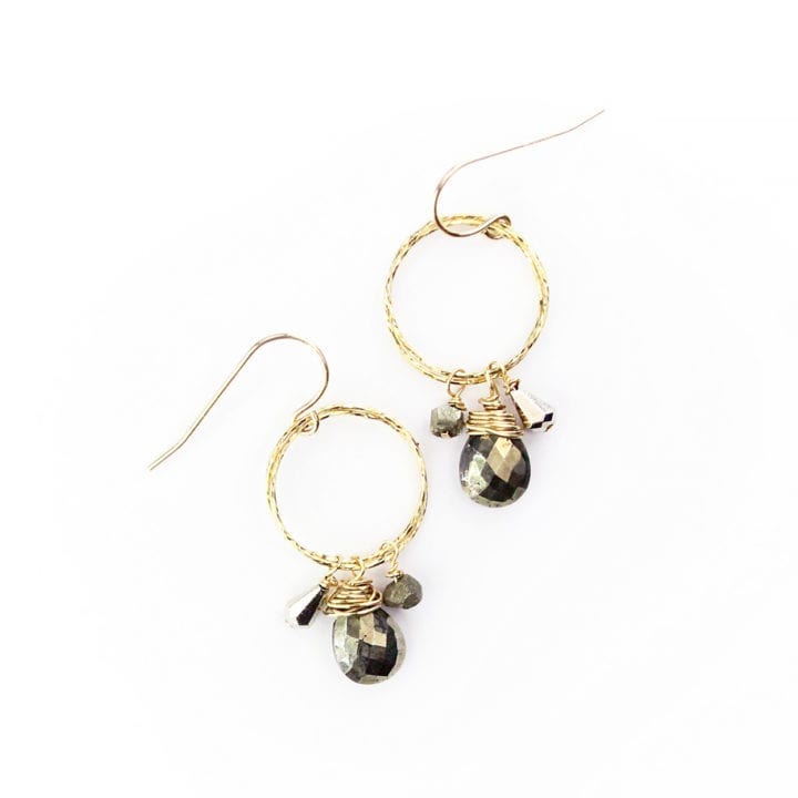 Pyrite Charm Stardust Drop Earrings