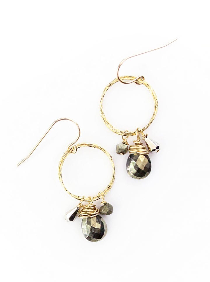 Pyrite Charm Stardust Drop Earrings