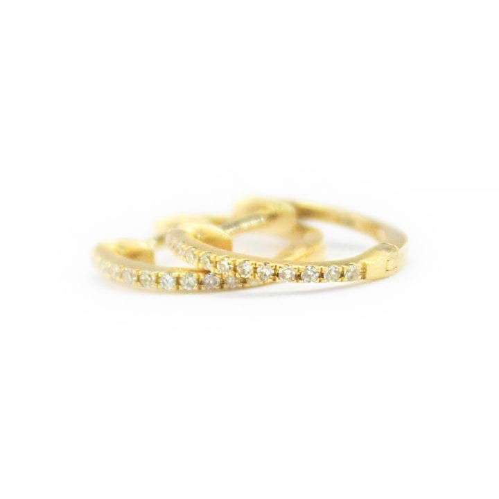 Pave Diamond Gold Huggies