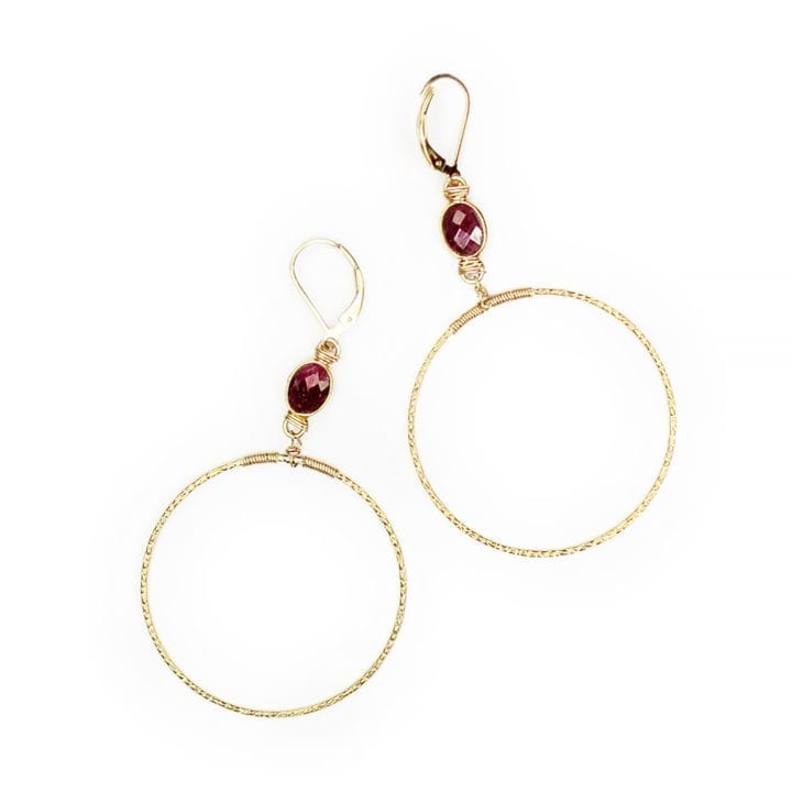 Ruby Hammered Hoops