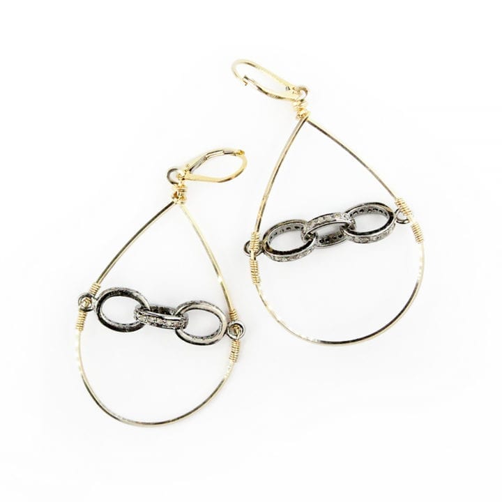 Pave Diamond Link Wrap Hoops
