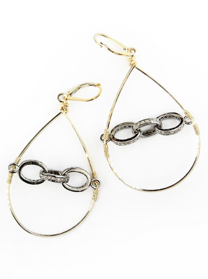 Pave Diamond Link Wrap Hoops