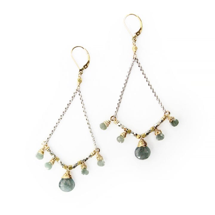 Moss Aquamarine Chandelier Rolo Swing Earrings