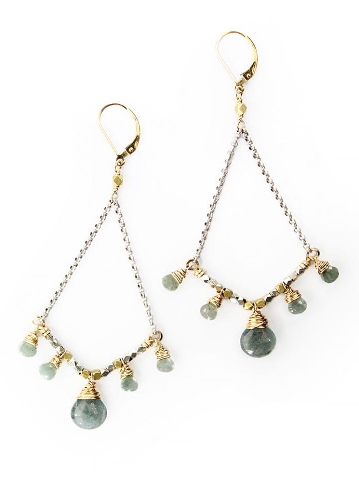 Moss Aquamarine Chandelier Rolo Swing Earrings