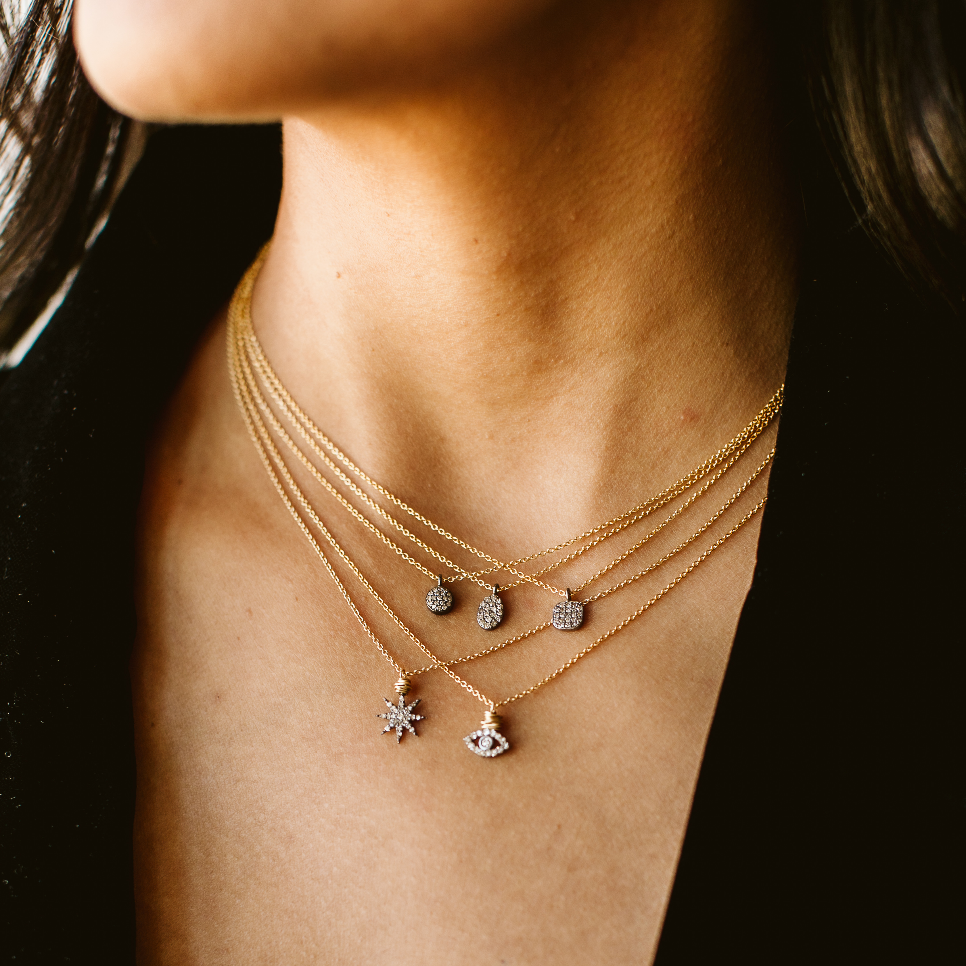 Pavé Diamond Delicate Necklaces - Bloom Jewelry