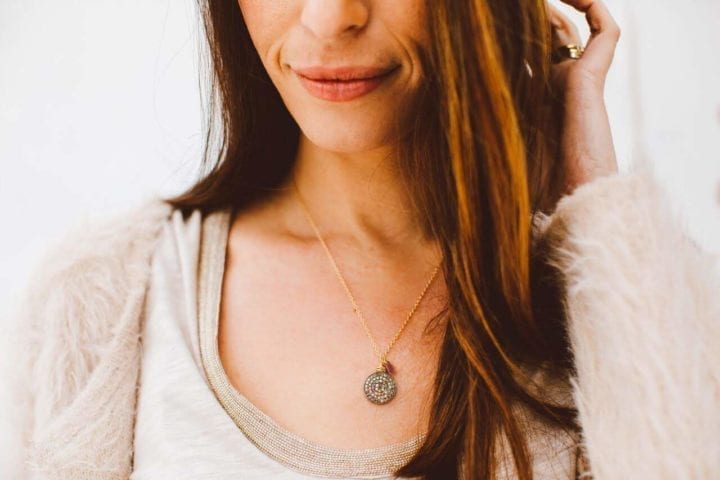 Rainbow Tourmaline & Pave Diamond Coin Necklace - Image 2