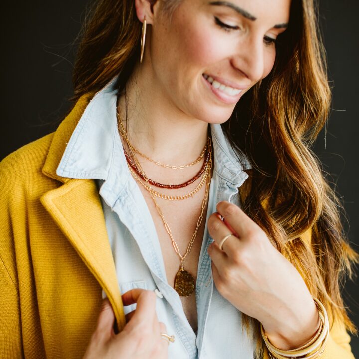 Golden jewelry layering handcrafted in Denver, CO.
