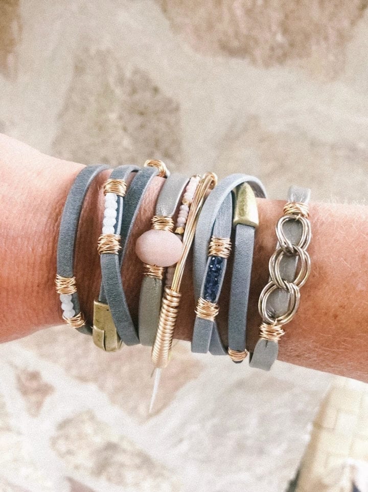 Iolite or Labradorite Rondelle Triple Wrap Magnetic Clasp Bracelet - Image 2