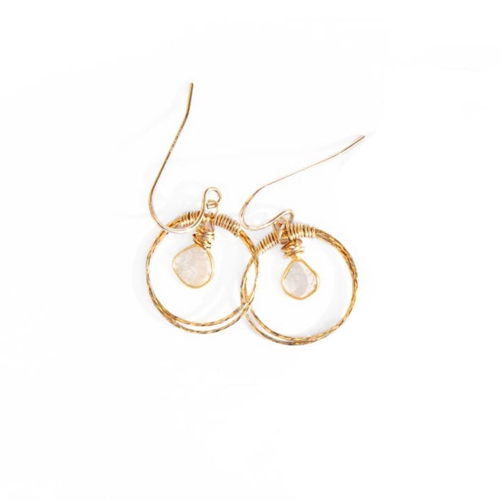 Gold Diamond Slice Stardust Halo Earrings