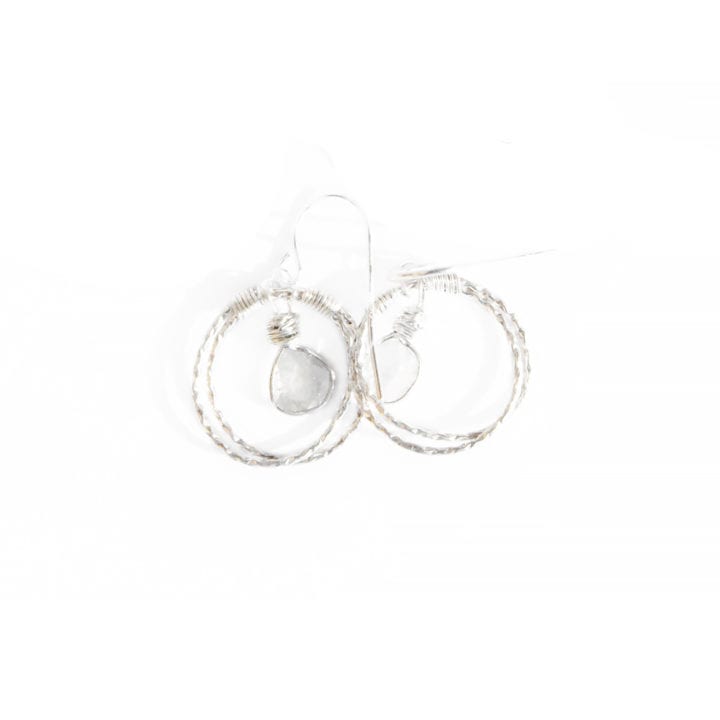 Silver Diamond Slice Stardust Halo Earrings