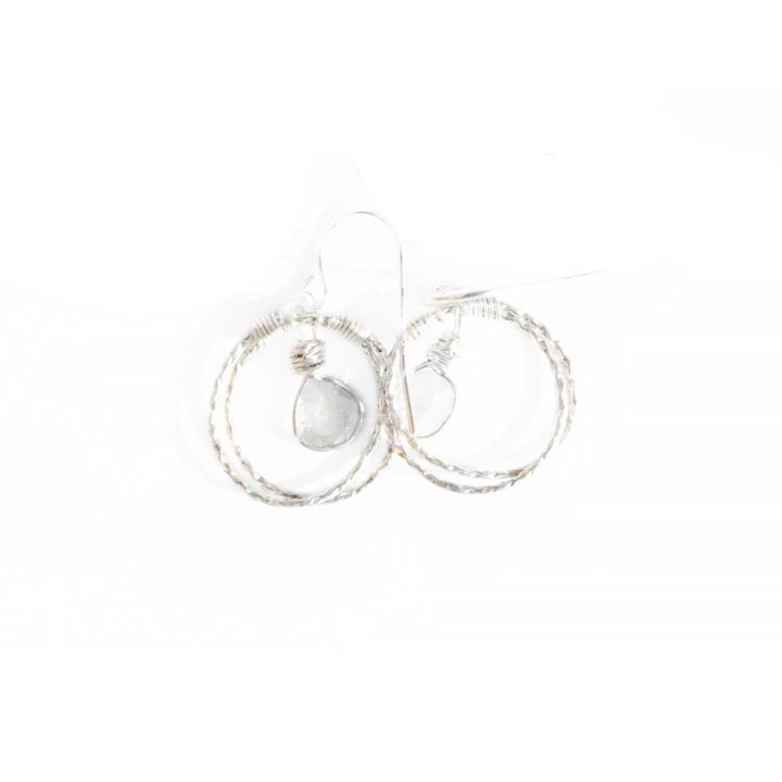 Silver Diamond Slice Stardust Halo Earrings