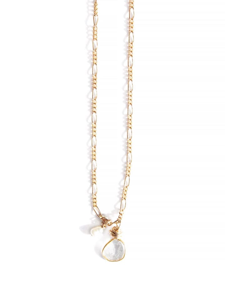 Diamond Slice and Pearl Figaro Necklace