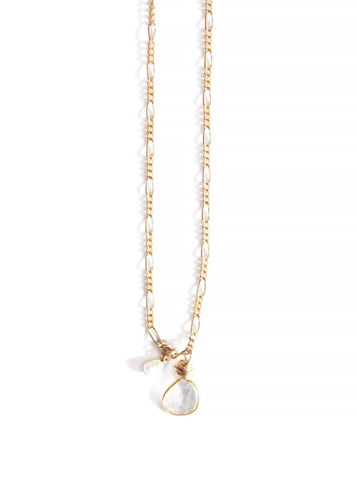 Diamond Slice and Pearl Figaro Necklace