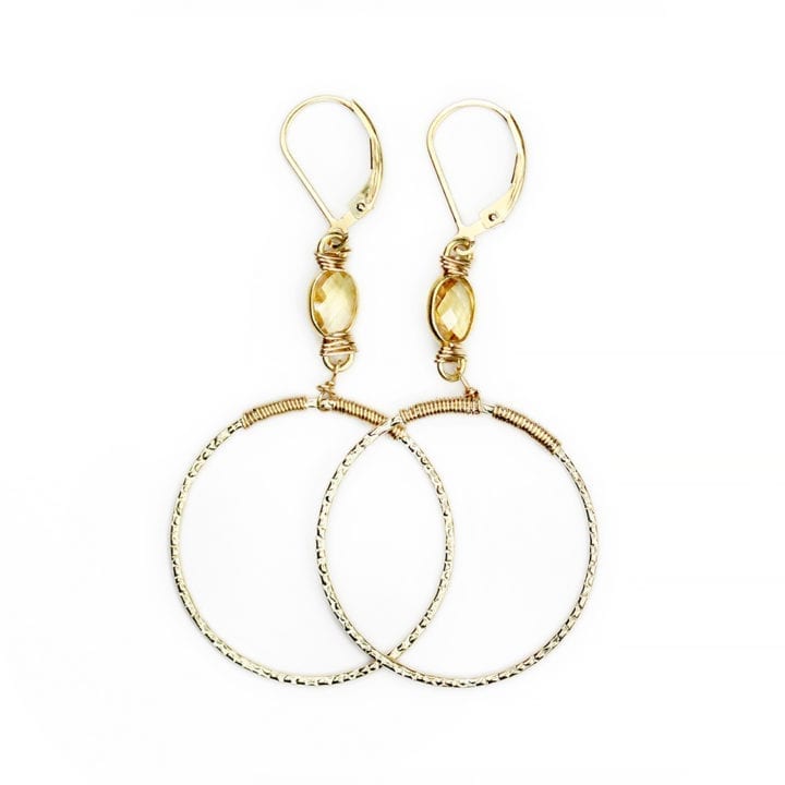 citrine hammered hoops