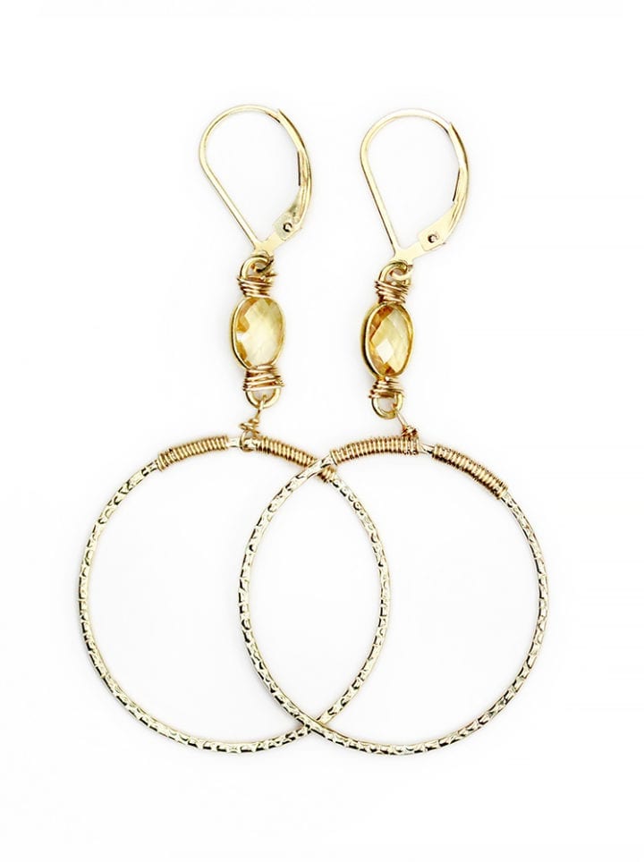 citrine hammered hoops