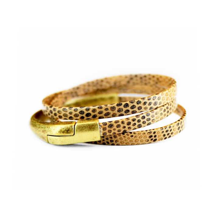 Lizard Print Triple Wrap Bracelet