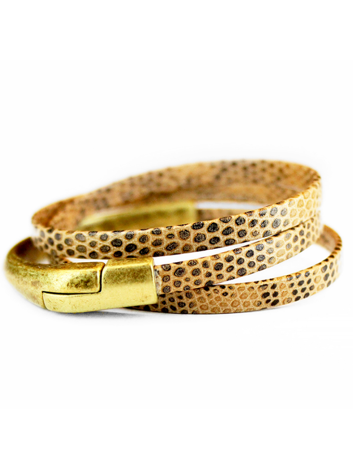 Lizard Print Triple Wrap Bracelet