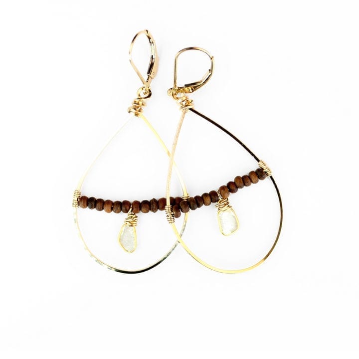 wood and diamond slice floating hoops