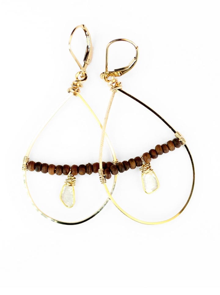 wood and diamond slice floating hoops