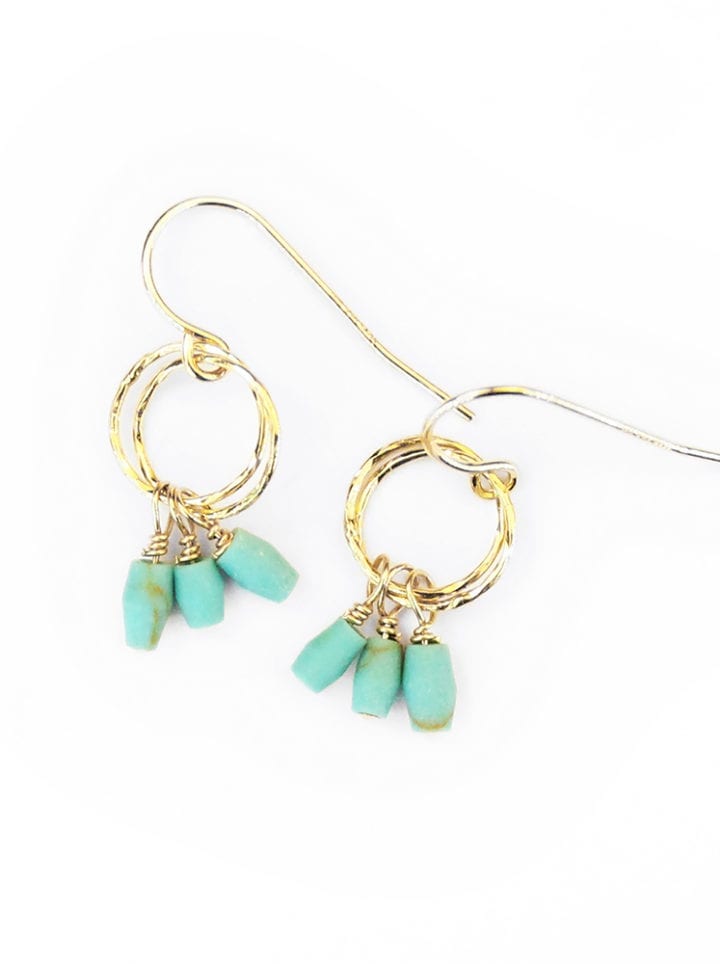 Turquoise Rondelle Stardust Drop Earrings