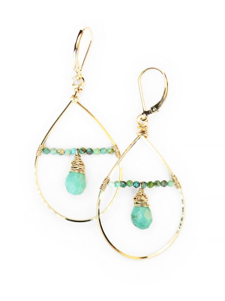 Green Turquoise Bridge Hoops