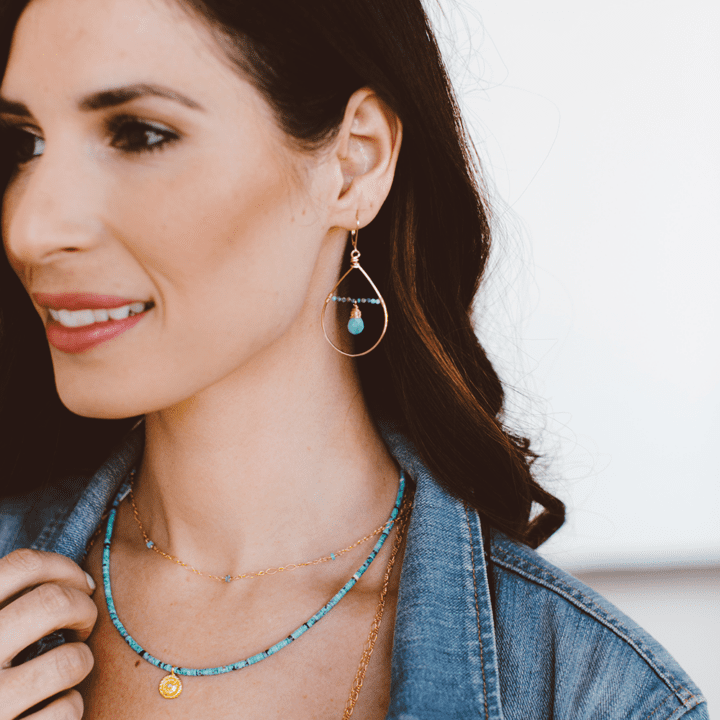 Turquoise necklace earrings | Bloom Jewelry Handcrafted fine jewelry