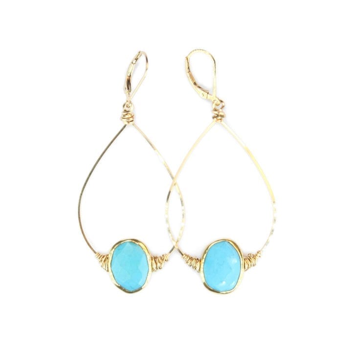 Turquoise Hand Wrapped Hoops