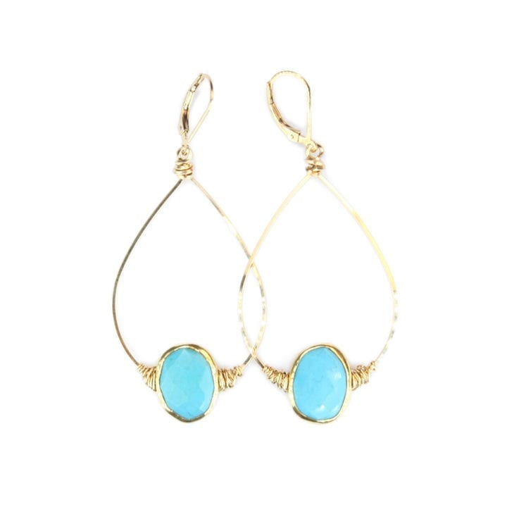 Blue Turquoise Wrapped Hoops