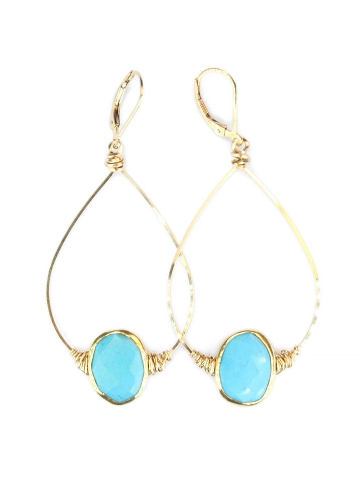 Turquoise Hand Wrapped Hoops