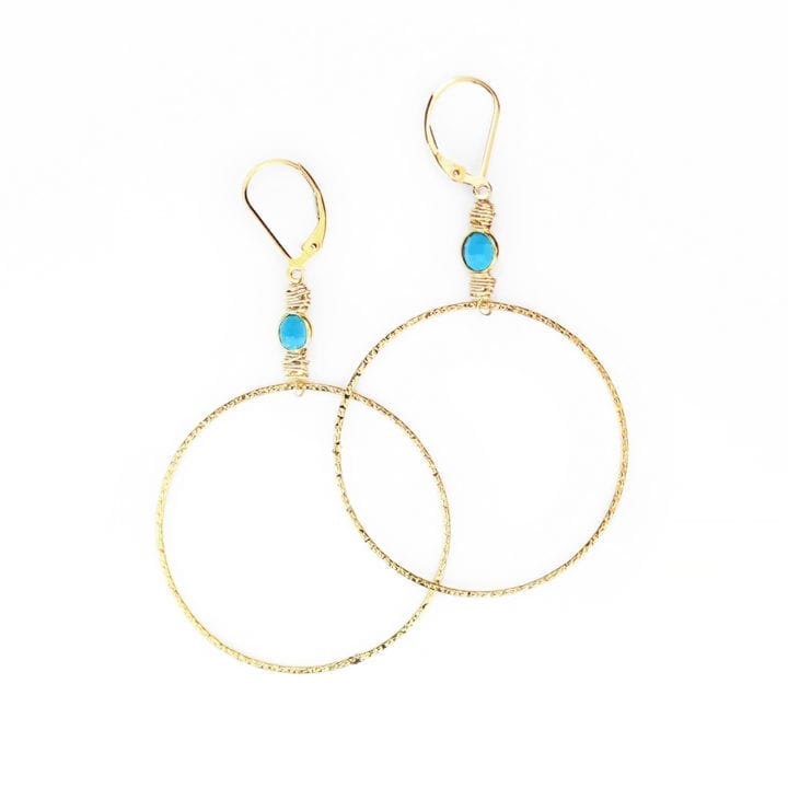 Turquoise Hammered Hoops