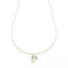 turquoise diamond slice delicate figaro charm necklace