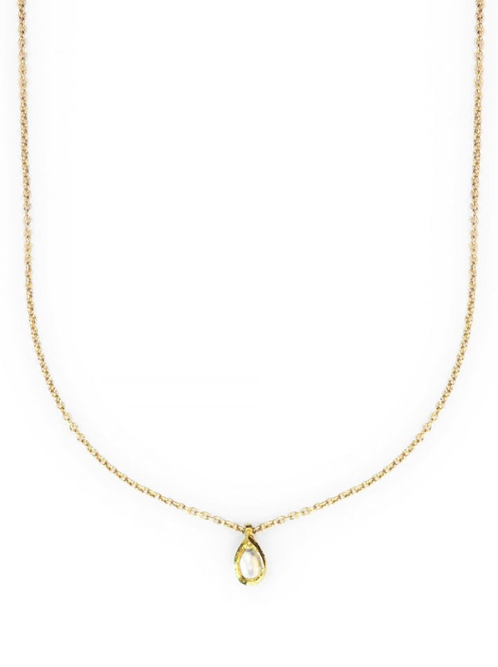 14k Gold Pearl Tear Delicate Necklace